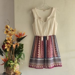 Cute Spring Summer Boho Lace Sleeveless Scoop Neck Small Dress As U Wish AUW